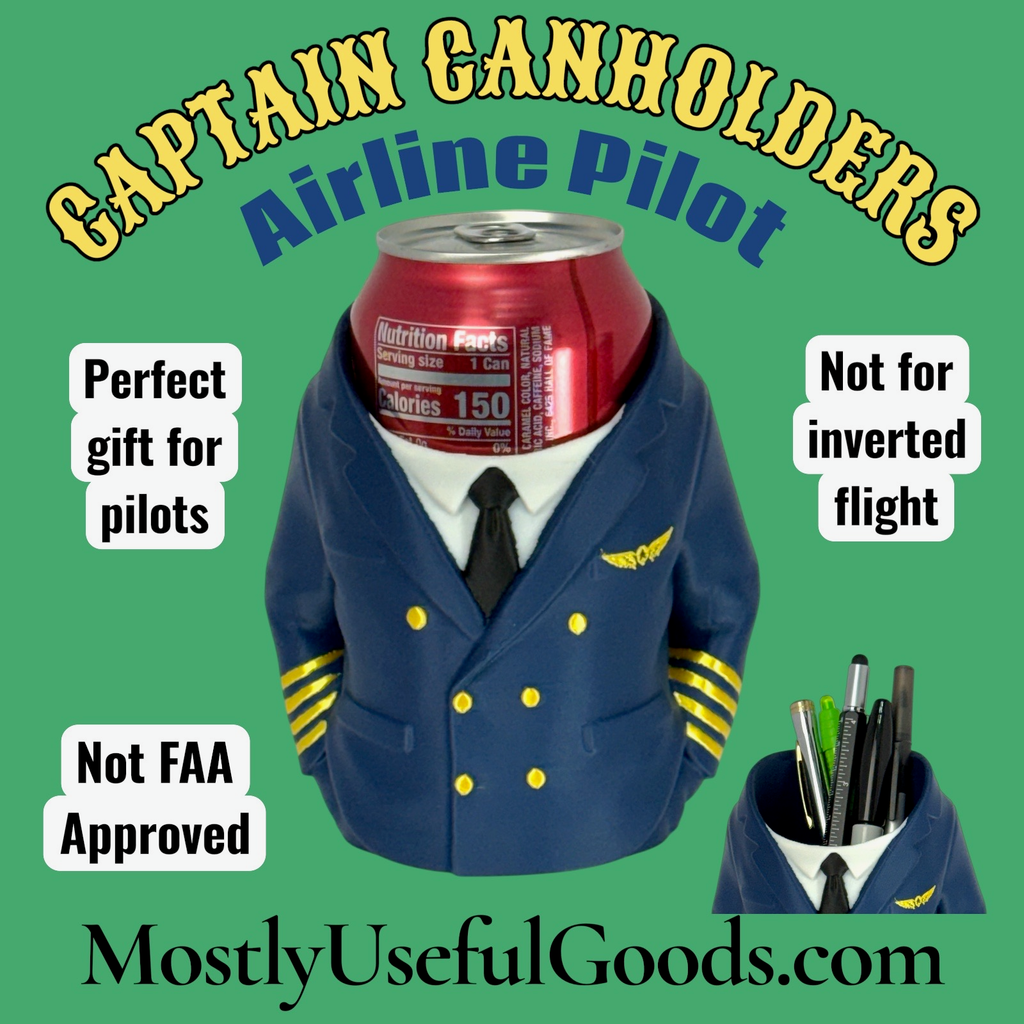 Captain Can Holder (Airline Pilot Captain Version) Soda Can or Desktop Pen Holder - Novelty Gift