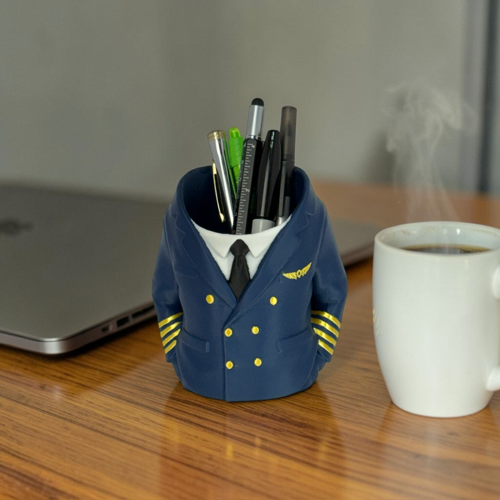 Captain Can Holder (Airline Pilot Captain Version) Soda Can or Desktop Pen Holder - Novelty Gift