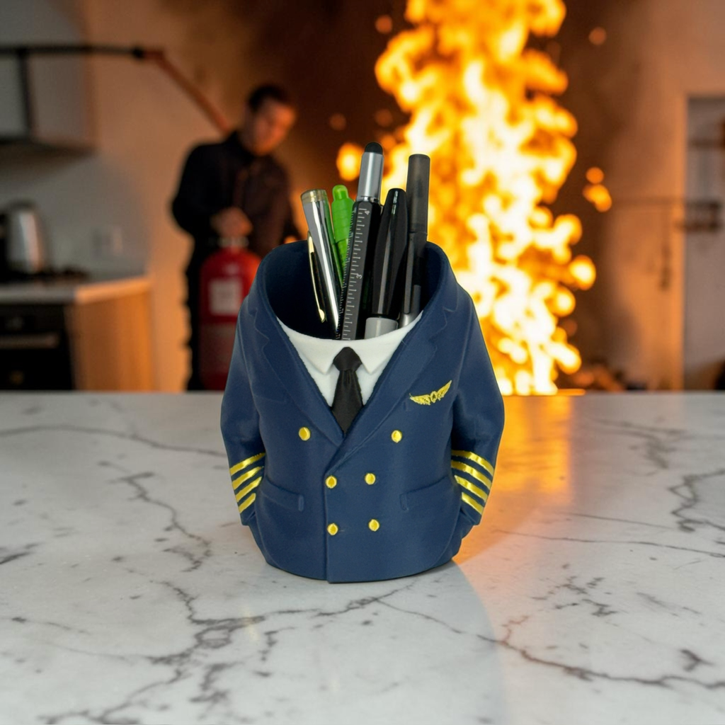 Captain Can Holder (Airline Pilot Captain Version) Soda Can or Desktop Pen Holder - Novelty Gift